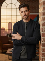 Plain Arm Zip Bomber Jacket