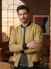 Plain Arm Zip Bomber Jacket